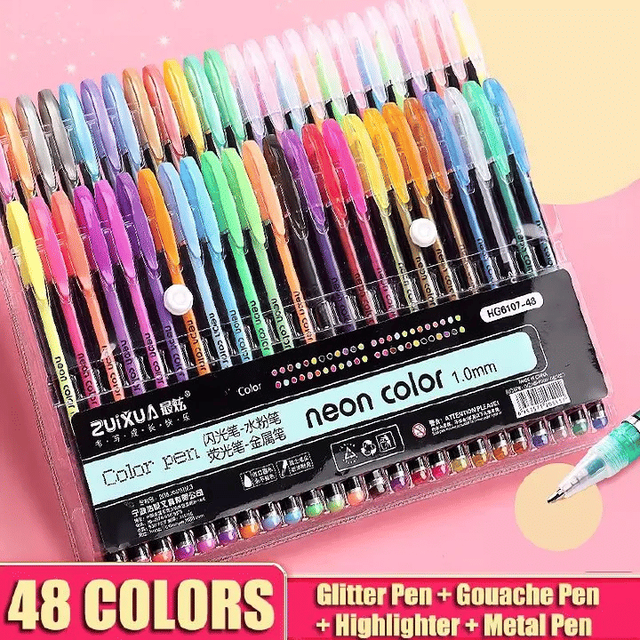 Glitter Highlighter Set Fine Point Marker Pen Art Stationery for Doodling Scrapbooking Drawing