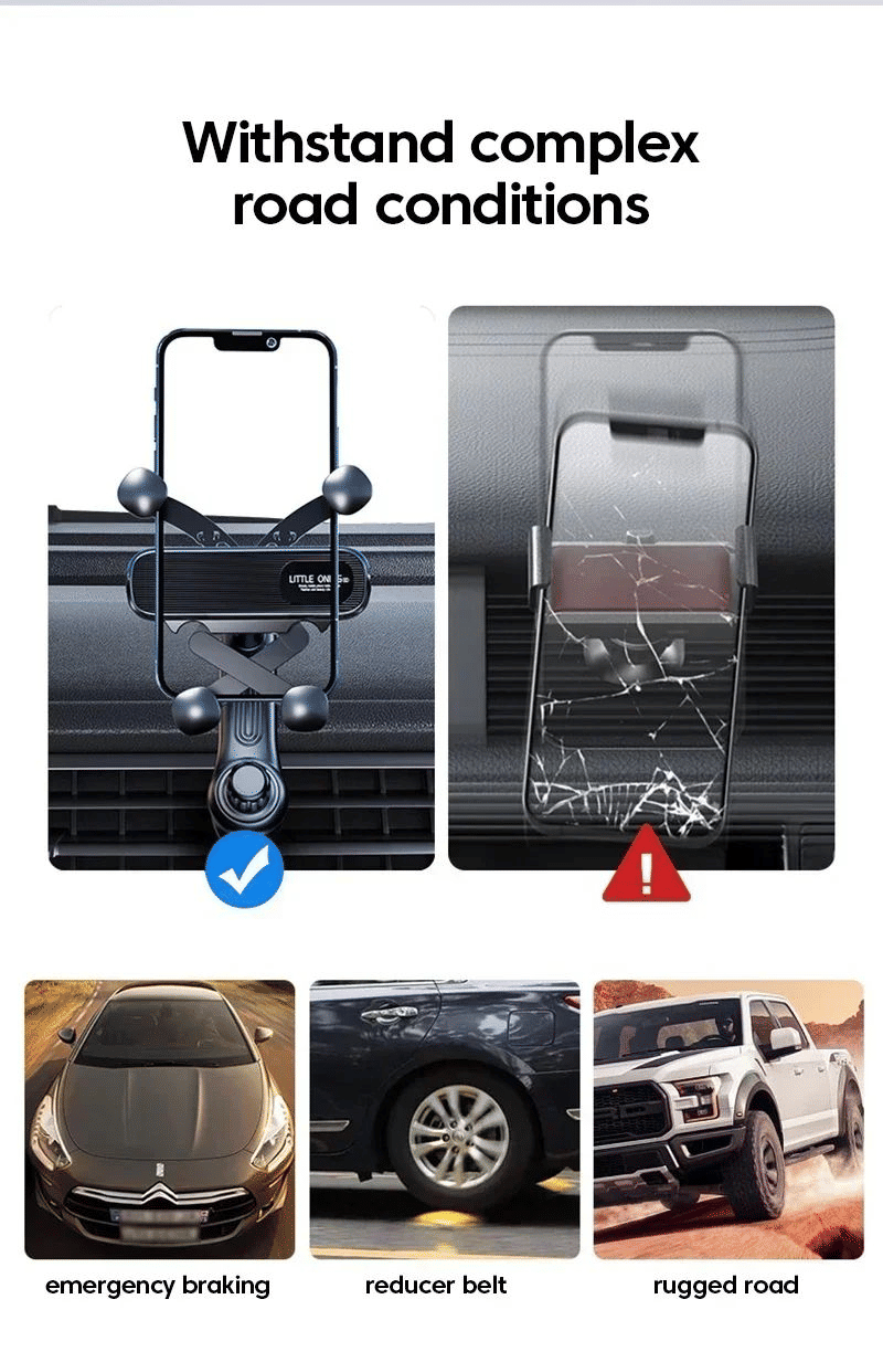 Premium 360° Gravity Car Phone Holder for Air Vent, Telescopic Navigation Stand