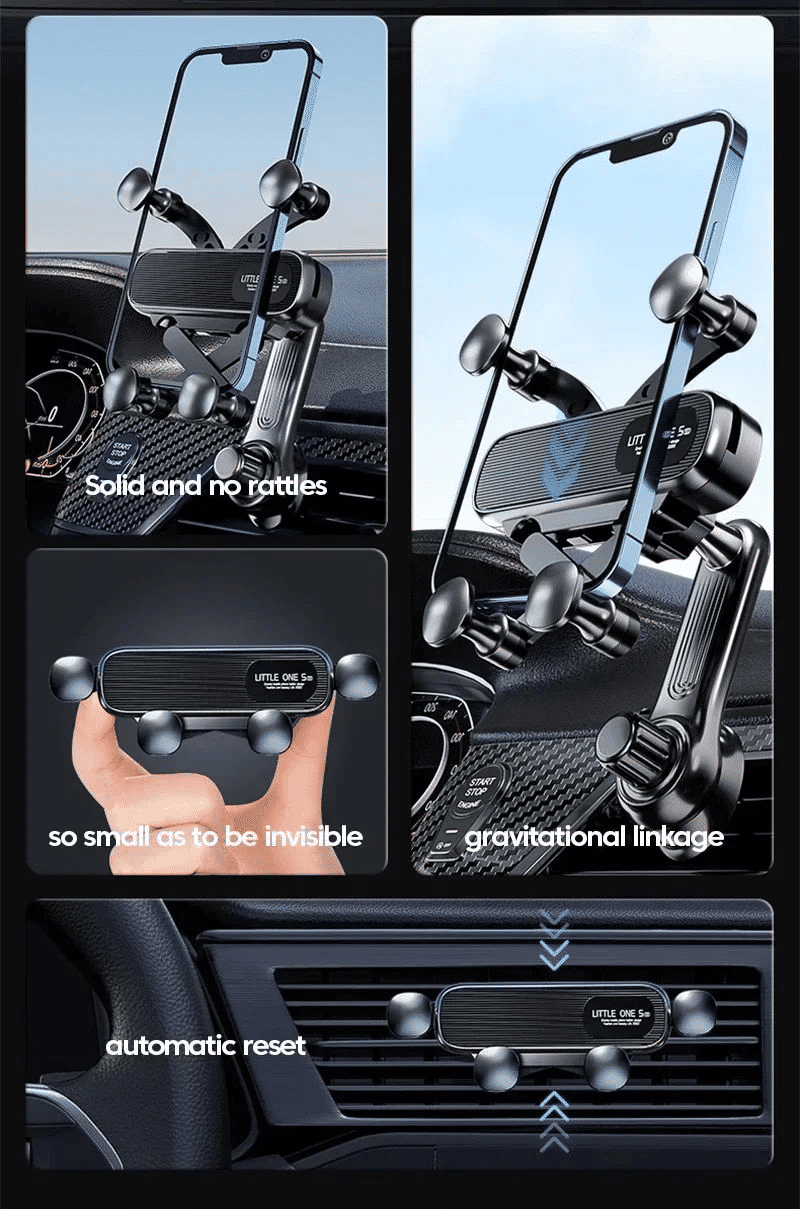 Premium 360° Gravity Car Phone Holder for Air Vent, Telescopic Navigation Stand