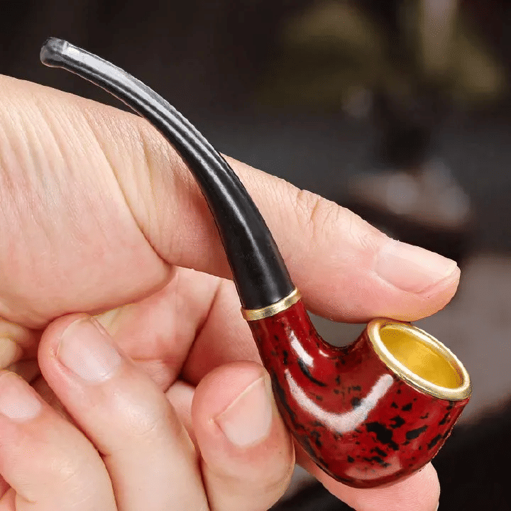 Resin Bent Tobacco Pipe Curved Handheld Cigarette Filter Smoking Tool for Beginners