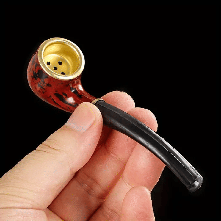 Resin Bent Tobacco Pipe Curved Handheld Cigarette Filter Smoking Tool for Beginners