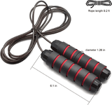 Tangle-Free Rapid Speed Jump Rope with Ball Bearings Foam Handles Adjustable for Fitness Workout Aerobic Exercise Black