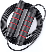 Tangle-Free Rapid Speed Jump Rope with Ball Bearings Foam Handles Adjustable for Fitness Workout Aerobic Exercise Black