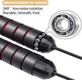 Tangle-Free Rapid Speed Jump Rope with Ball Bearings Foam Handles Adjustable for Fitness Workout Aerobic Exercise Black