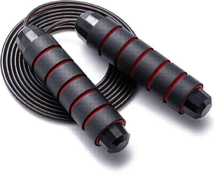 Tangle-Free Rapid Speed Jump Rope with Ball Bearings Foam Handles Adjustable for Fitness Workout Aerobic Exercise Black