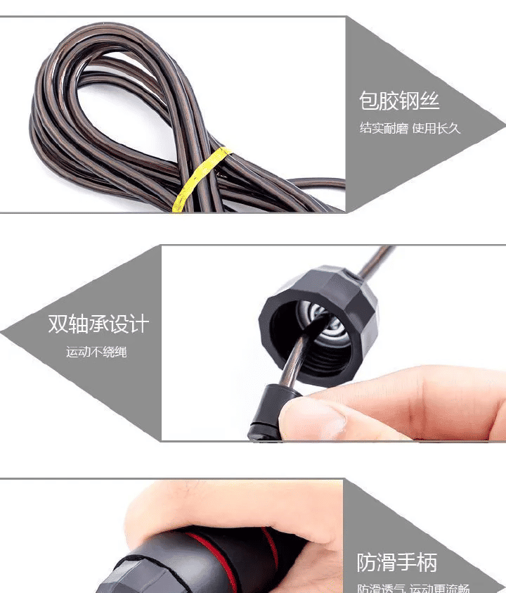 Tangle-Free Rapid Speed Jump Rope with Ball Bearings Foam Handles Adjustable for Fitness Workout Aerobic Exercise Black