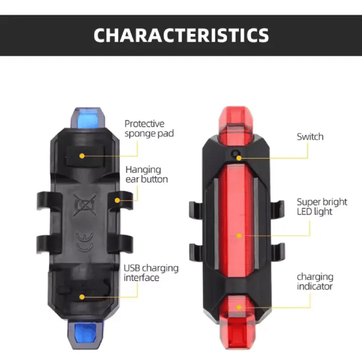 USB Rechargeable Bike Tail Light 4 Modes Waterproof LED Taillight for Mountain Bikes