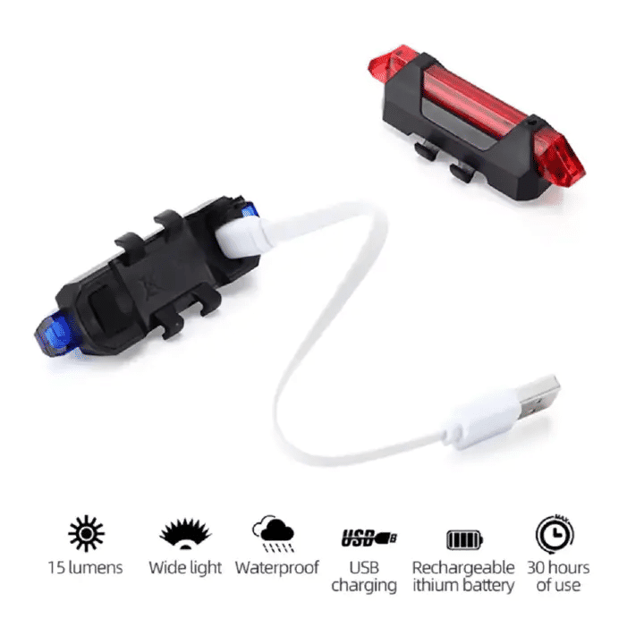 USB Rechargeable Bike Tail Light 4 Modes Waterproof LED Taillight for Mountain Bikes