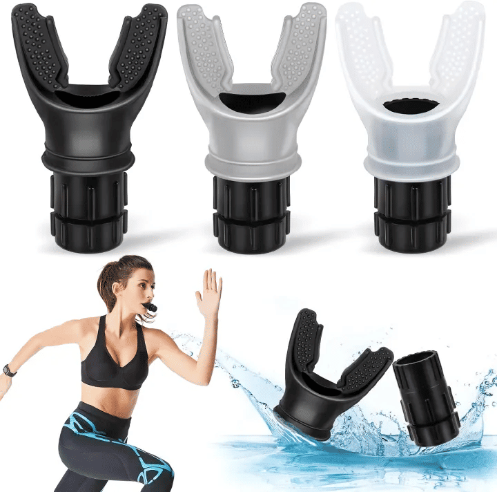 Portable Silicone Lung Capacity Breathing Trainer Adjustable Resistance Black