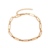 Unisex Oval Metal Link Necklace - Edgy European American Punk Style Chain