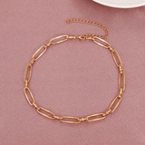 Unisex Oval Metal Link Necklace - Edgy European American Punk Style Chain
