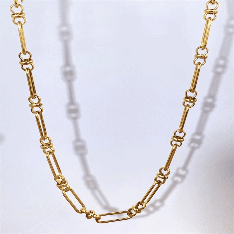 Unisex Oval Metal Link Necklace - Edgy European American Punk Style Chain