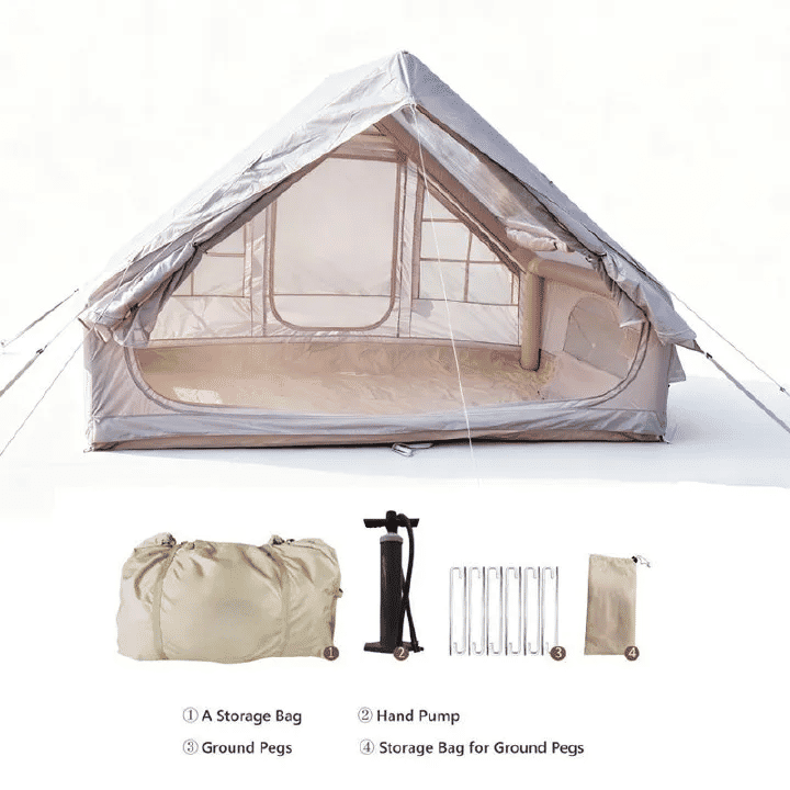 Inflatable Camping Tent 2 Room Luxury Set With Table Chairs Rain Tarp