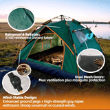 Solo Adventure Set 2m×2m Automatic Camping Tent 2 Doors 2 Windows Portable Picnic Chair