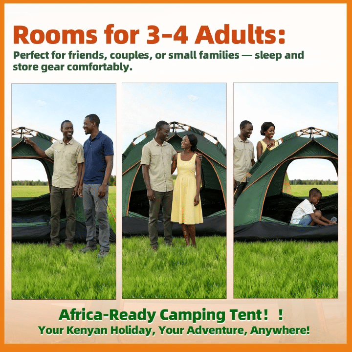 Solo Adventure Set 2m×2m Automatic Camping Tent 2 Doors 2 Windows Portable Picnic Chair