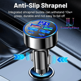 100W Fast Charging USB-C Car Charger Multi-Port Power Adapter Digital Display