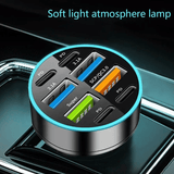 100W Fast Charging USB-C Car Charger Multi-Port Power Adapter Digital Display