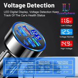 100W Fast Charging USB-C Car Charger Multi-Port Power Adapter Digital Display