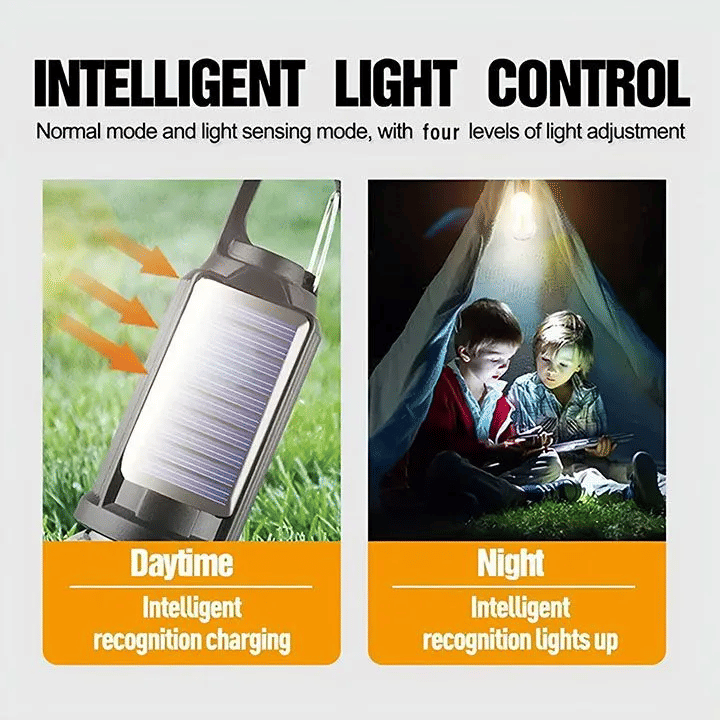 Solar Powered LED Camping Lantern USB Rechargeable Portable Waterproof Flashlight
