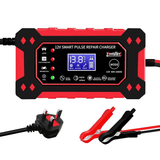 12V 6A Smart Car Battery Charger, Automatic Pulse Repair LCD Display for AGM GEL Lead-Acid
