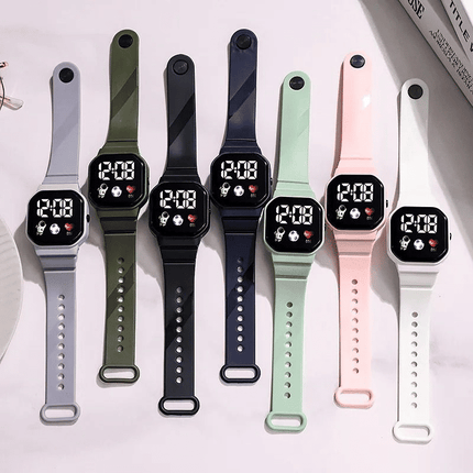 Unisex Square LED Digital Sports Watch with Astronaut Silicone Strap