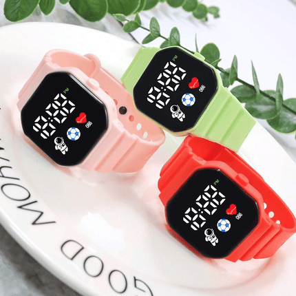 Unisex Square LED Digital Sports Watch with Astronaut Silicone Strap