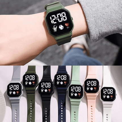 Unisex Square LED Digital Sports Watch with Astronaut Silicone Strap