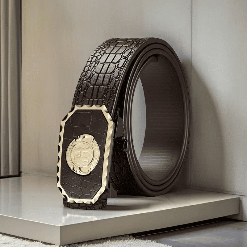 Men's High-Quality Leopard Automatic Buckle Belt for Business & Casual Wear