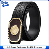 Men's High-Quality Leopard Automatic Buckle Belt for Business & Casual Wear