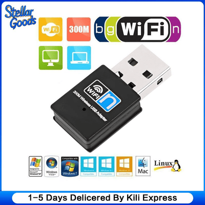 High-Speed 300Mbps 2.4GHz USB WiFi Adapter for Laptop Network Extension