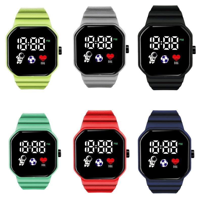 Unisex Square LED Digital Sports Watch with Astronaut Silicone Strap
