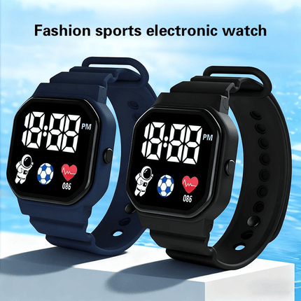Unisex Square LED Digital Sports Watch with Astronaut Silicone Strap