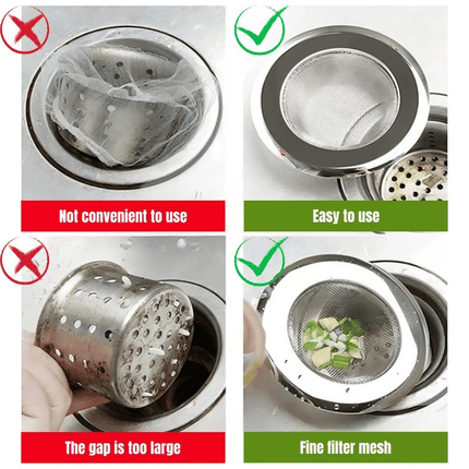 Premium Stainless Steel Sink Strainer Filter, 2-Pack Durable Kitchen Drain Stopper