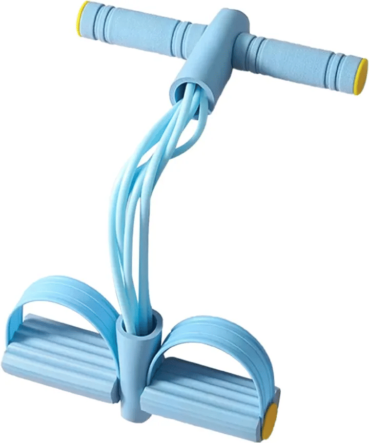 4 Tube Pedal Ankle Puller Sit Up Leg Stretch Rope Exercise Resistance Bands with Handles Yoga Strap Bodybuilding Fitness Equipment