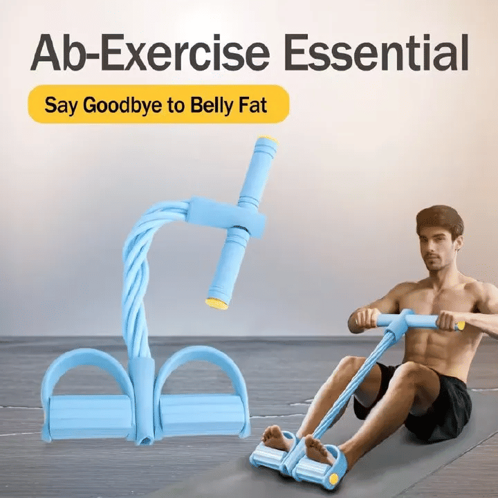 4 Tube Pedal Ankle Puller Sit Up Leg Stretch Rope Exercise Resistance Bands with Handles Yoga Strap Bodybuilding Fitness Equipment