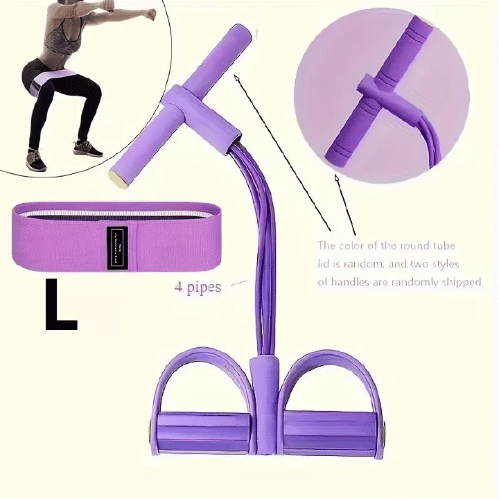 4 Tube Pedal Ankle Puller Sit Up Leg Stretch Rope Exercise Resistance Bands with Handles Yoga Strap Bodybuilding Fitness Equipment