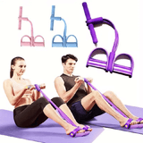 4 Tube Pedal Ankle Puller Sit Up Leg Stretch Rope Exercise Resistance Bands with Handles Yoga Strap Bodybuilding Fitness Equipment
