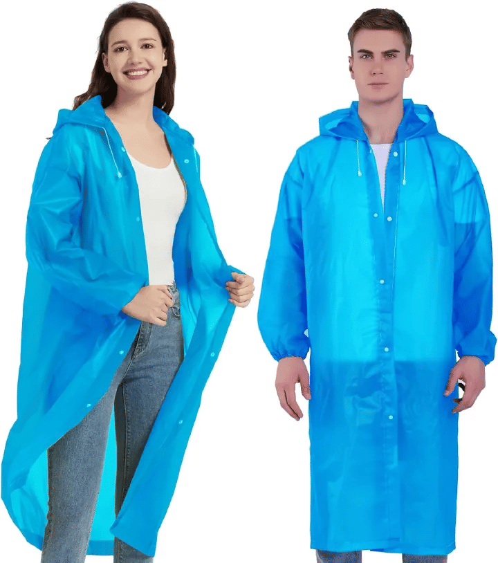 EVA Rain Poncho 1-Piece Full-Body Coverall for Adults Windproof Waterproof Outdoor Cycling Hiking Black