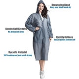 EVA Rain Poncho 1-Piece Full-Body Coverall for Adults Windproof Waterproof Outdoor Cycling Hiking Black