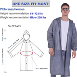 EVA Rain Poncho 1-Piece Full-Body Coverall for Adults Windproof Waterproof Outdoor Cycling Hiking Black