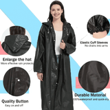 EVA Rain Poncho 1-Piece Full-Body Coverall for Adults Windproof Waterproof Outdoor Cycling Hiking Black