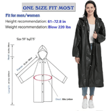EVA Rain Poncho 1-Piece Full-Body Coverall for Adults Windproof Waterproof Outdoor Cycling Hiking Black