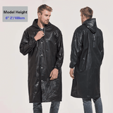 EVA Rain Poncho 1-Piece Full-Body Coverall for Adults Windproof Waterproof Outdoor Cycling Hiking Black