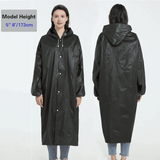 EVA Rain Poncho 1-Piece Full-Body Coverall for Adults Windproof Waterproof Outdoor Cycling Hiking Black