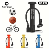 WEST BIKING Portable Hand Pump 80PSI Heavy-Duty Bike Tire Inflator