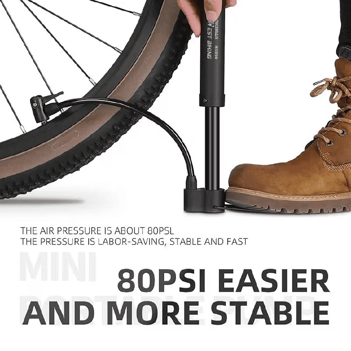WEST BIKING Portable Hand Pump 80PSI Heavy-Duty Bike Tire Inflator