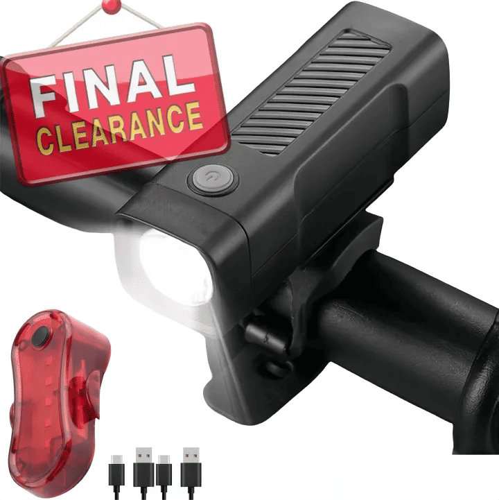 USB Rechargeable Bike Headlight Taillight Set High Brightness LED for Road Mountain