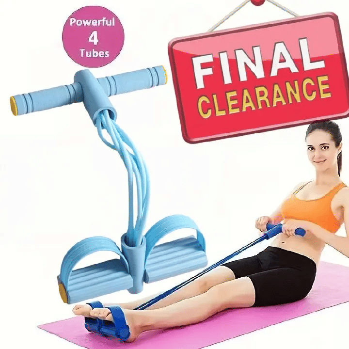 4 Tube Pedal Ankle Puller Sit Up Leg Stretch Rope Exercise Resistance Bands with Handles Yoga Strap Bodybuilding Fitness Equipment