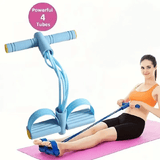 4 Tube Pedal Ankle Puller Sit Up Leg Stretch Rope Exercise Resistance Bands with Handles Yoga Strap Bodybuilding Fitness Equipment