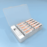 Smart Battery Storage Organizer 48-Piece Case with Tester for AA AAA Black